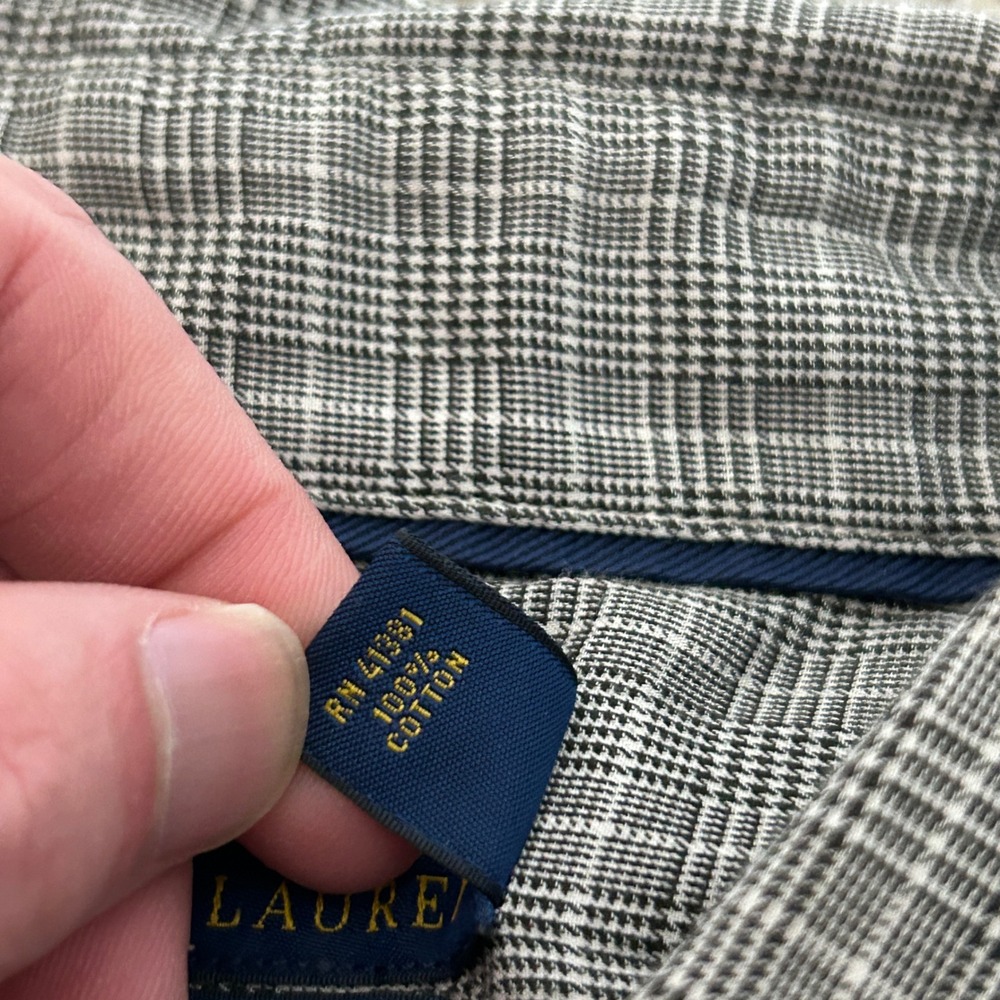 Polo Ralph Lauren Button Up XL Grey Glen Plaid RL Twill Cotton Shirt Long Sleeve - Picture 5 of 7